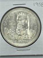 1958 CANADA SILVER DOLLAR BRITISH COLUMBIA