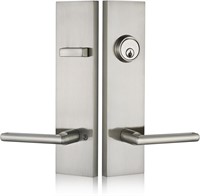 Satin-Nickel Modern Entry Door Handle Set