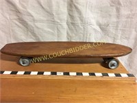 Vintage wooden skateboard w/ metal wheels