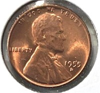 1955D Lincoln Wheat Cent UNC BU RED