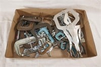 BOX OF CLAMPS - DIFFERENT SIZES