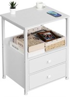 LERLIUO NIGHTSTAND, INDUSTRIAL BED SIDE TABLE