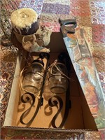 Two box lot of primitive decor. See photos