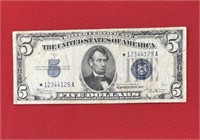 1934B $5 SILVER CERTIFICATE STAR NOTE