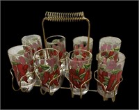 (8) Hot Pepper Glasses & Carrier