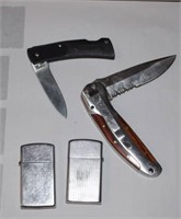 Winchester & Schrade Pocket Knives and Two Zippo