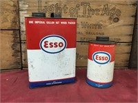 2 x Esso Tins - Imp Gallon Oil & Quart