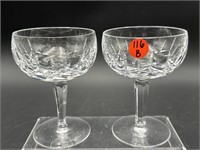 2 WATERFORD CRYSTAL 'LISMORE' CHAMPAGNE STEMS