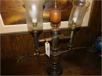 Vintage Double Hurricane Style Lamp Approx. 25"
