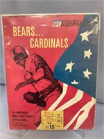 Bears vs Cardinals Sept 2 1966 program W/ ticket