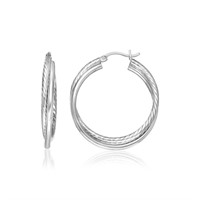 Sterling Silver Intertwined Rope Hoop Earrings