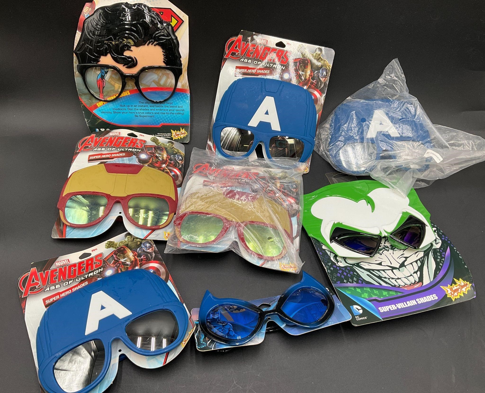 Lot of 8 Super Hero Sunglasses Marvel & Others