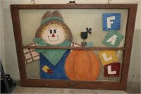 Scarecrow & Fall Painted Storm Window