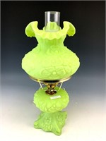 Fenton Satin Uranium Poppy Electric Lamp