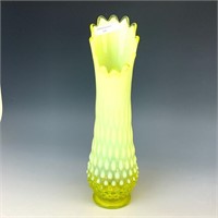 Fenton Vaseline Opal Hobnail Swung Vase