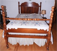 Late 19th Century Pine and Poplar double bed