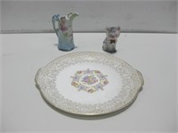 Ceramic Plate, Pitcher & Figurine See Info