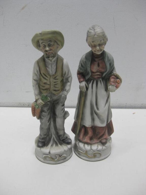 Two 10" Vtg Ceramic Statues