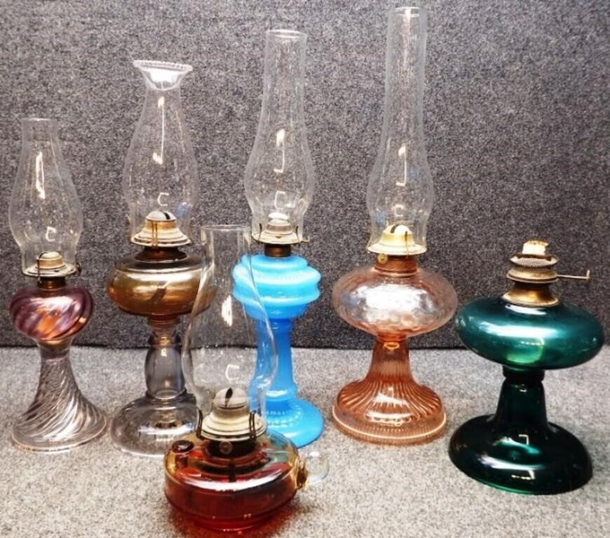 (6) Glass Oil Lamps