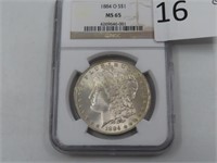 1884-O Morgan Silver Dollar, Graded MS 65