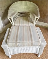 White Wicker Armchair and Ottoman