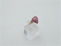 10K Ruby & Diamond Heart Ring