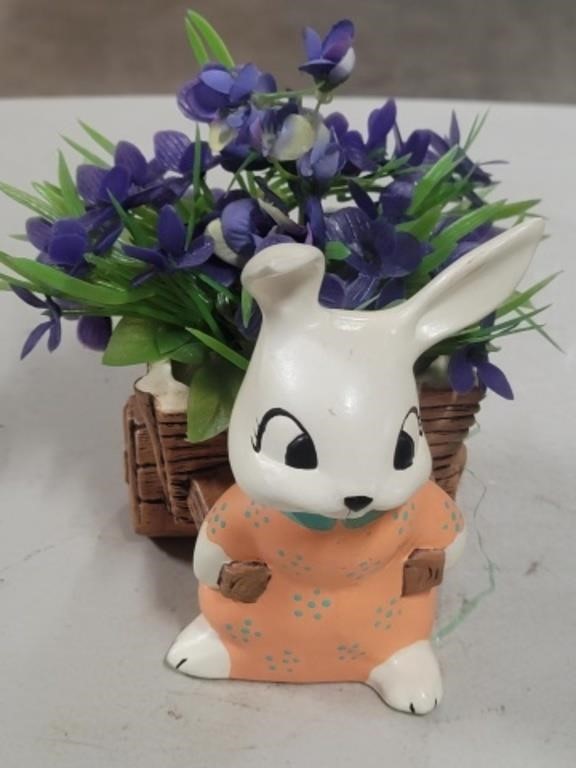 Easter Bunny Planter W/Artificial Plant