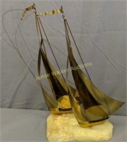 Mcm Brass Demott Sailboat Sculpture 16" Tall