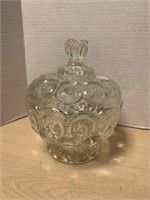 Round Pressed Glass Covered Jar