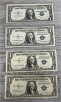 (4) 1935 $1 Silver Certificate Bills