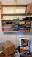 Wood shelf with contents on and under shelf 48t x