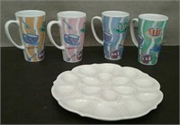 Box-4 Large Stones Mugs & Deviled Egg Tray