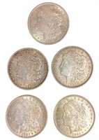 (5) 1921 U.s Morgan Silver Dollar, $1 Coins