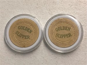 (2) Golden Slipper 25 Cent Casino Chips