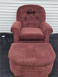 Maroon chair w/ ottoman