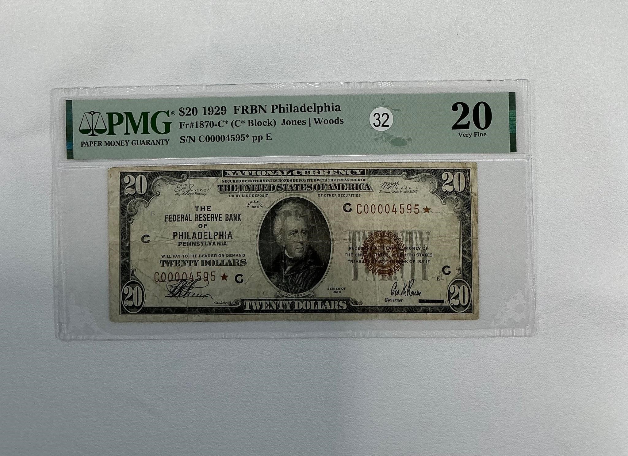 Graded $20 1929 Philadelphia PA Note