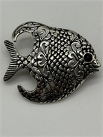 Jezlaine Sterling Silver Filigree Fish Pin