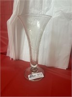 Clear etched glass vase