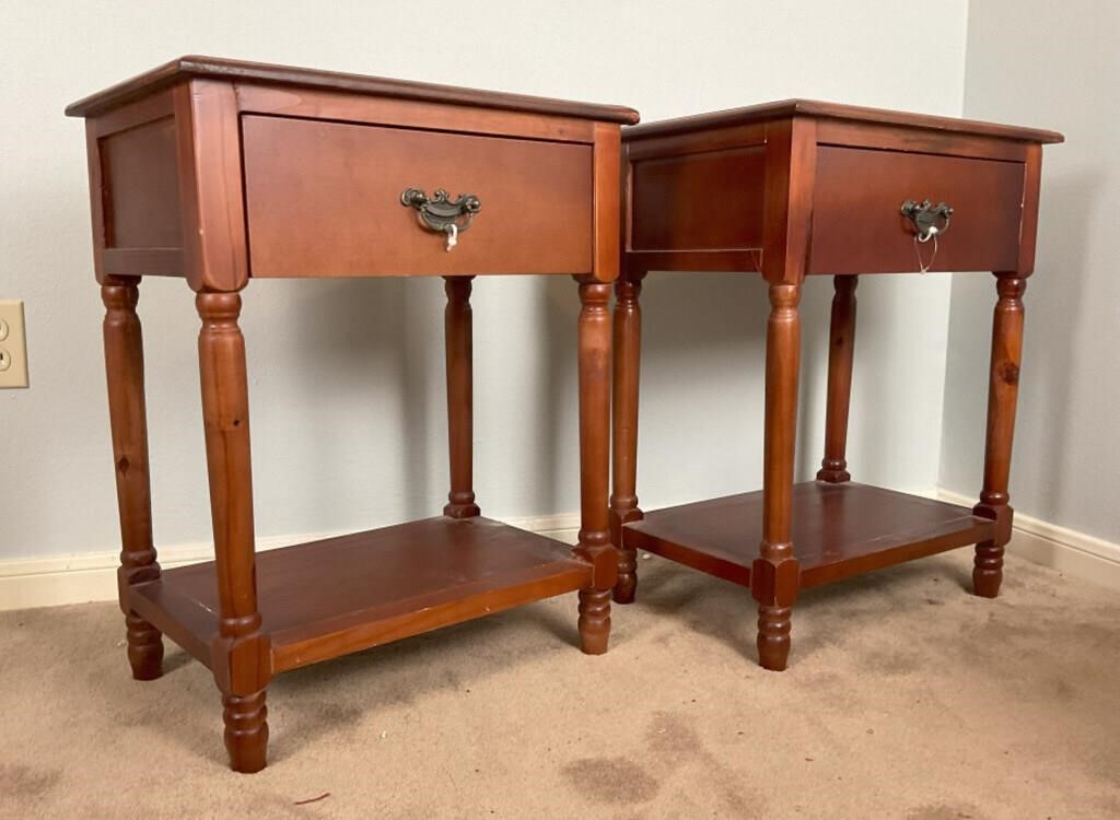 Pair of Wood Bedside Tables-UPSTAIRS