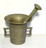 Solid brass mortar and pestle