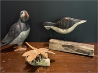 Handcrafted Wooden Birds and Dragonfly