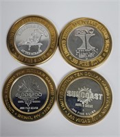 Lot of 4 .999 Pure Silver Gaming Tokens #2