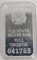 Virginia U S. State Full Troy Ounce Silver Bar