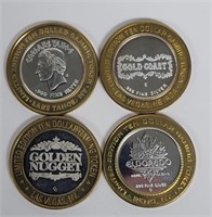 Lot of 4 .999 Pure Silver Gaming Tokens #1