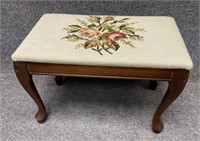 Foot Stool with Needlepoint Seat