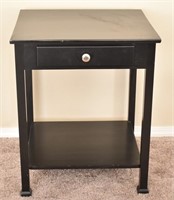 Black Side Table with Drawer and Shelf