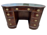 MAHOGANY LEATHER TOP KIDNEY SHAPED DESK