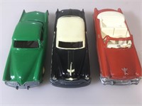 3 vintage 1950s promo cars, plastic with metal