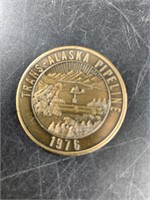 1976 Trans Alaska pipeline bronze coin