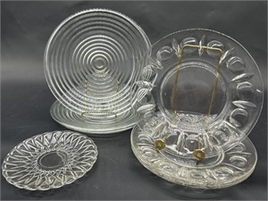 Assortment of Pressed Glass Plates- 6, 8, & 9in